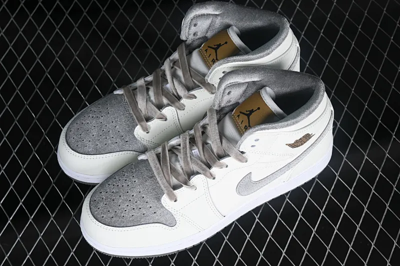 All categories Air Jordan Jordan series basketball shoes Air Jordan 1 Mid G version pure original Air Jordan 1 Mid AJ1 Joe 1 rice gray Chinese culture casual sneakers FB9899-100
